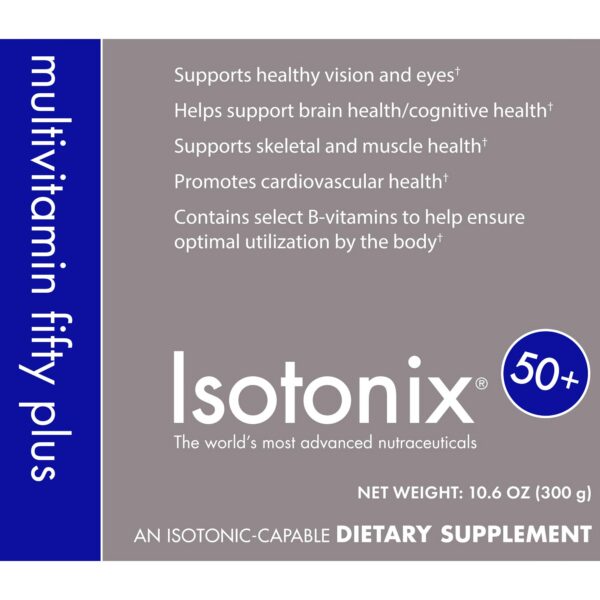 Etiqueta frontal Isotonix Fifty Plus multivitaminico adultos 50+