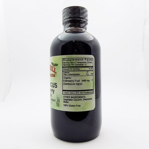 Etiqueta frontal jarabe Sambucus Holly Hill 120 ml sin alcohol