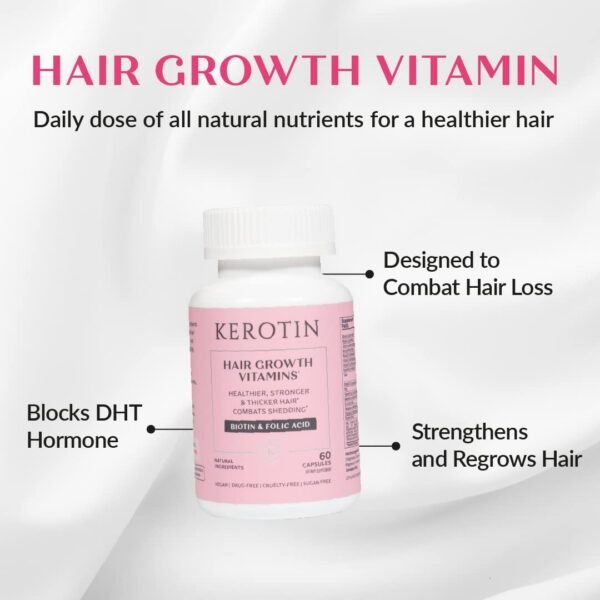 Etiqueta frontal Kerotin vitaminas crecimiento capilar y uñas