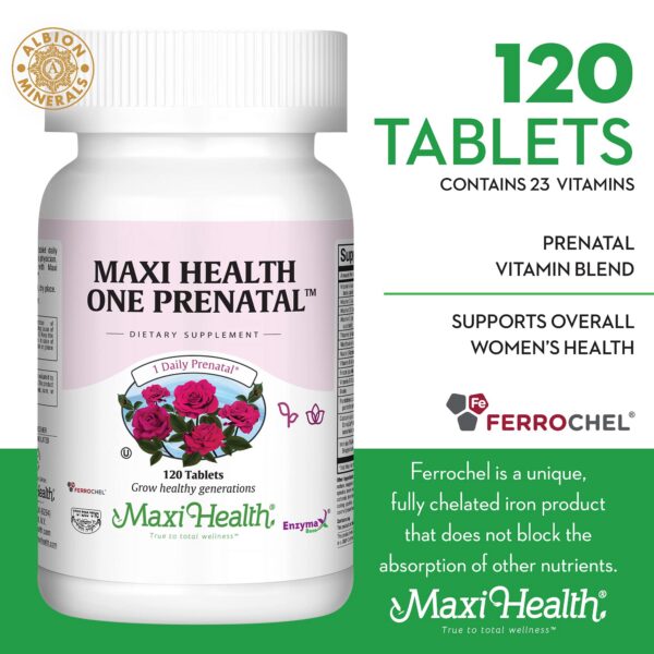 Version 1.0.0 Etiqueta frontal de Maxi Health One Prenatal