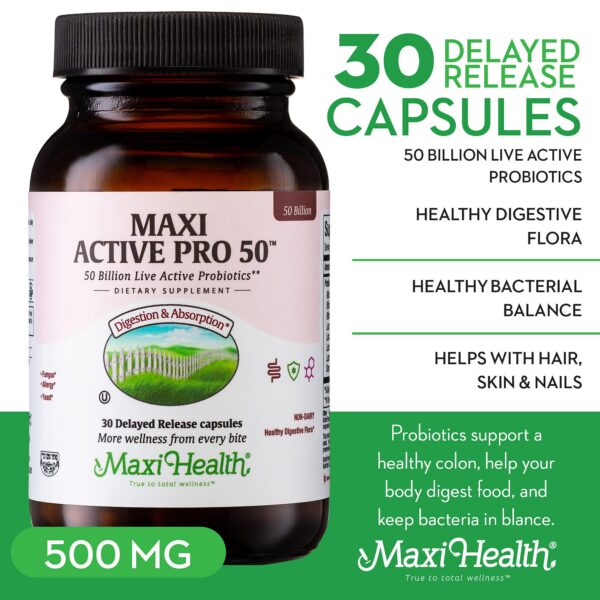 Etiqueta frontal Maxi Health probiótico plus 15 cepas