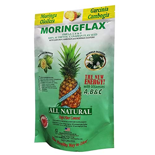 Etiqueta frontal Moringflax bolsa natural semilla de linaza