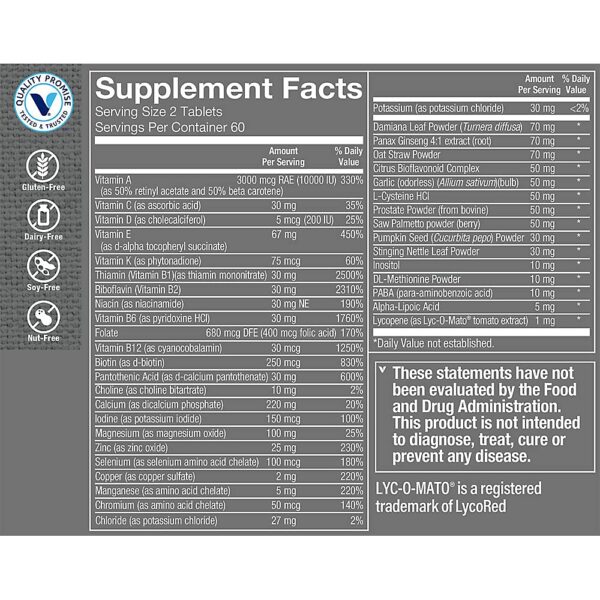 Etiqueta frontal multivitamínico para hombres The Vitamin Shoppe