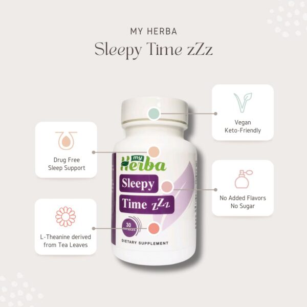 Etiqueta frontal MyHerba SleepyTime ZzZ cápsulas