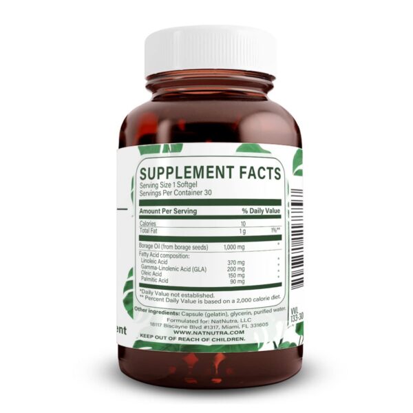 Version 1.0.0 Etiqueta frontal del suplemento Natural Nutra aceite de borraja