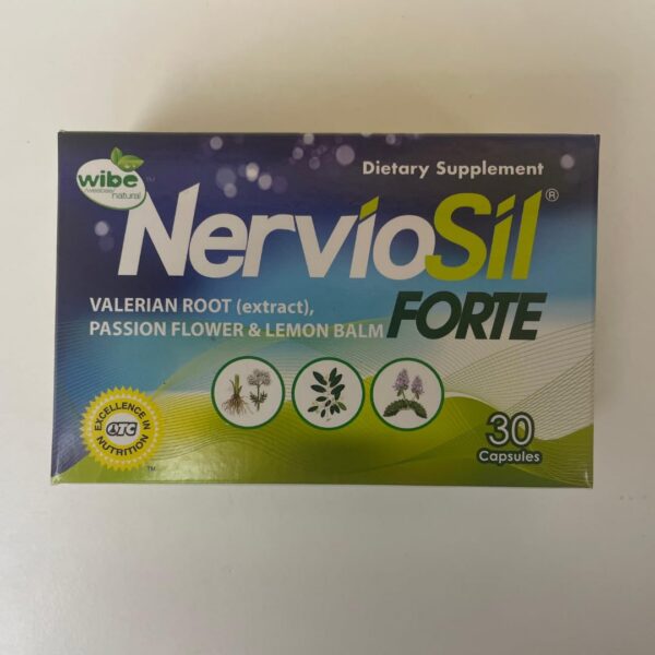 Etiqueta frontal Nerviosil Forte suplemento de valeriana y melisa
