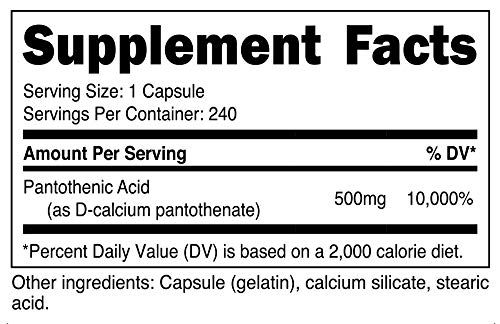Etiqueta frontal Nutricost ácido pantoténico vitamina B5