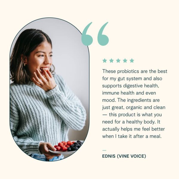 Etiqueta frontal Ora Organic probióticos prebioticos sin gluten