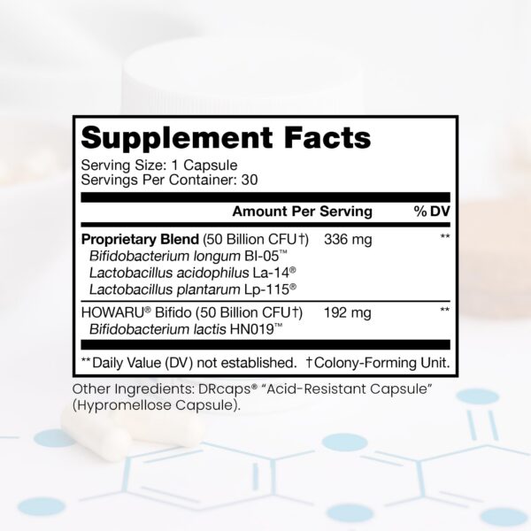 Etiqueta frontal Power Probiotic 100B Pure TheraPro Rx