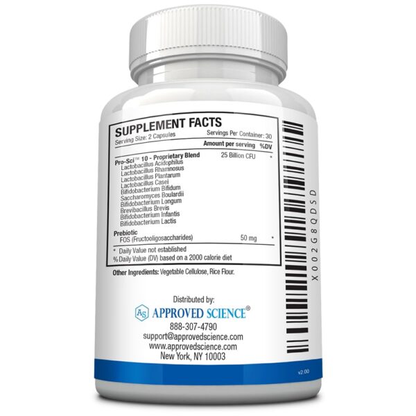 Version 1.0.0 Cápsulas del probiótico Approved Science en mano