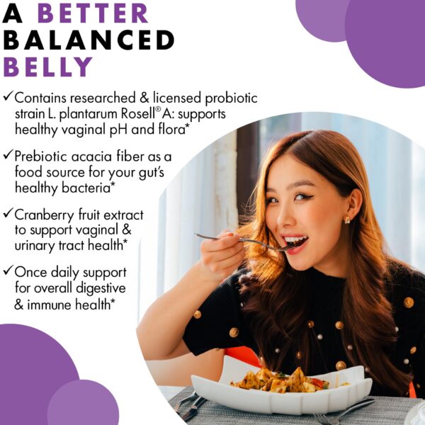 Etiqueta frontal del probiótico BlueBonnet para salud femenina