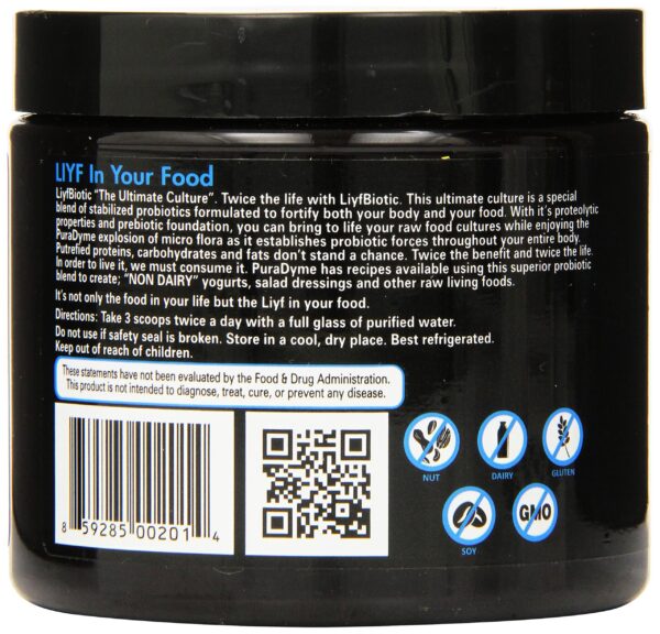 Etiqueta frontal probiótico PuraDyme LiyfBiotic