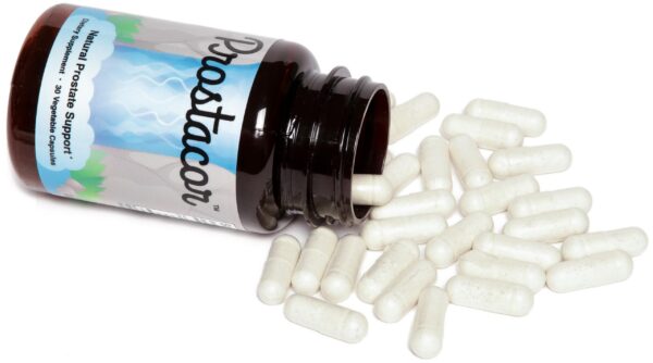 Etiqueta frontal Prostacor suplemento natural próstata