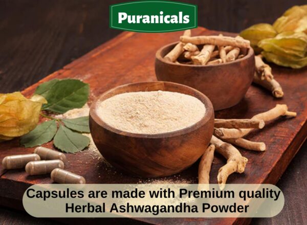 Etiqueta frontal Puranicals Ashwagandha 320 cápsulas