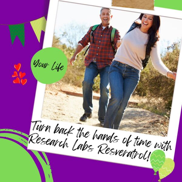 Etiqueta frontal suplementaria Research Labs Resveratrol potente antioxidante