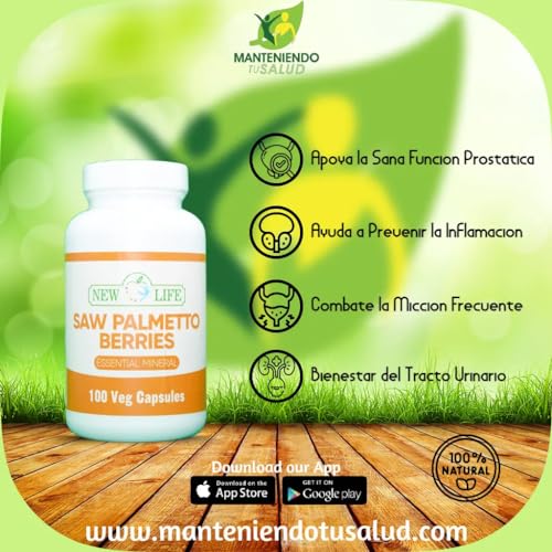 Etiqueta frontal suplemento Saw Palmetto 100 cápsulas