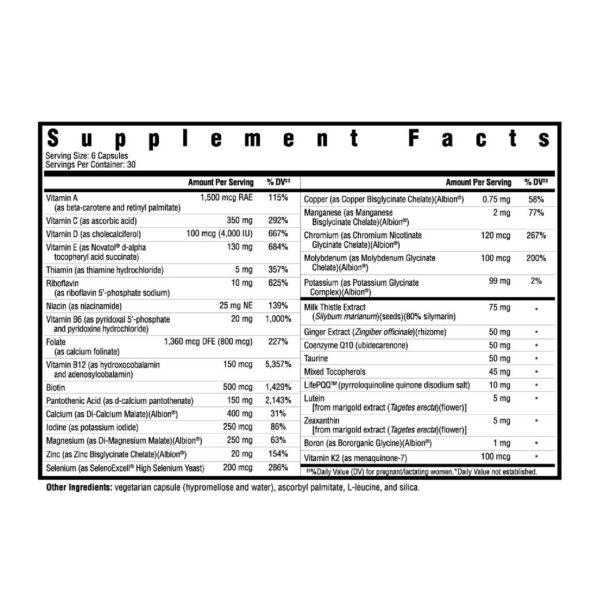 Etiqueta frontal del bote Seeking Health Optimal Prenatal sin metilo