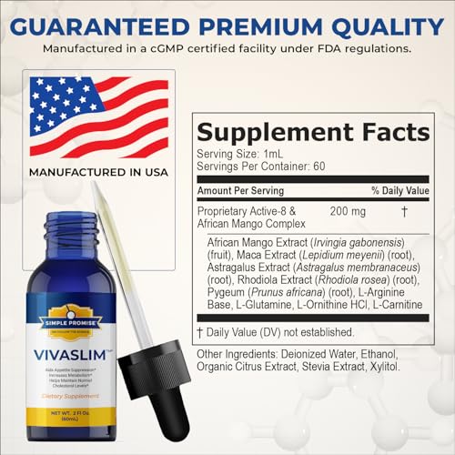 Etiqueta frontal Simple Promise VivaSlim suplemento metabolismo