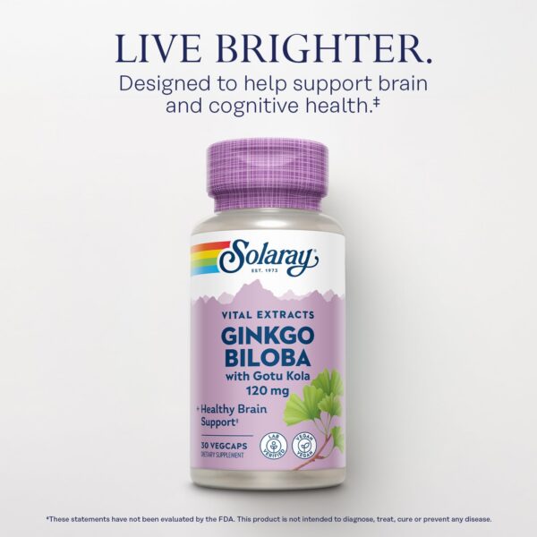 Etiqueta frontal Solaray Ginkgo Biloba con Gotu Kola