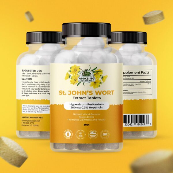 Etiqueta frontal St. John's Wort Extracto Amazing Botanicals