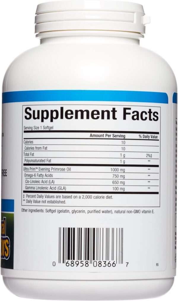 Etiqueta frontal suplemento aceite de onagra Natural Factors Ultra Prim