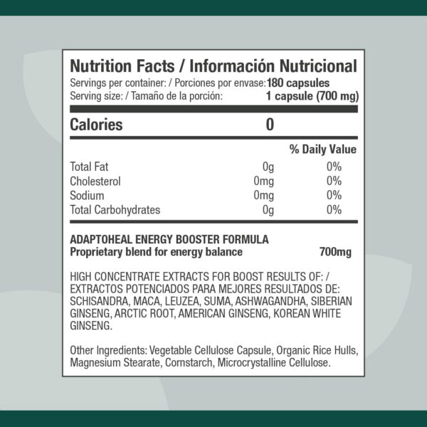 Version 1.0.0 Etiqueta frontal suplemento adaptógeno ADAPTOHEAL