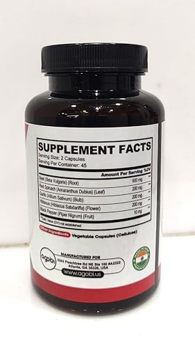 Etiqueta frontal suplemento agobi cápsulas remolacha con ingredientes