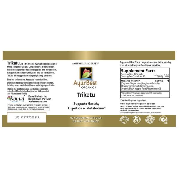 Version 1.0.0 Etiqueta frontal suplemento ayurvédico Trikatu AyurBest