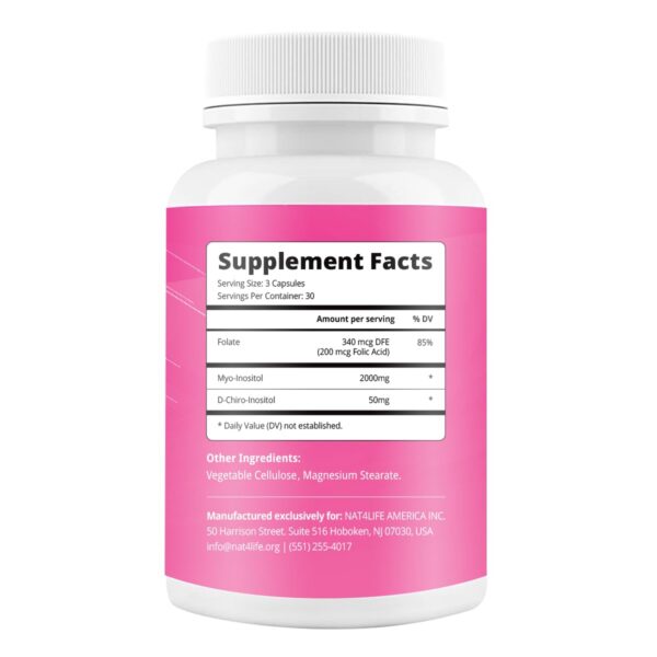 Etiqueta frontal suplemento BeLive inositol para mujeres