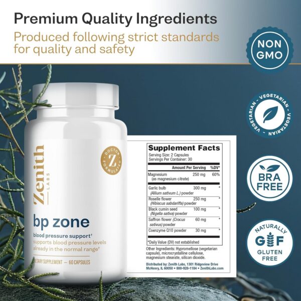 Etiqueta frontal suplemento BP Zone para circulación saludable