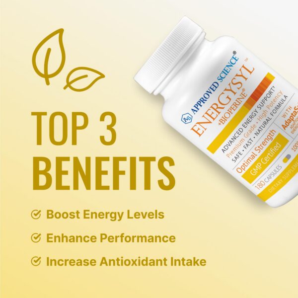 Etiqueta frontal suplemento Energysyl sin cafeína Approved Science