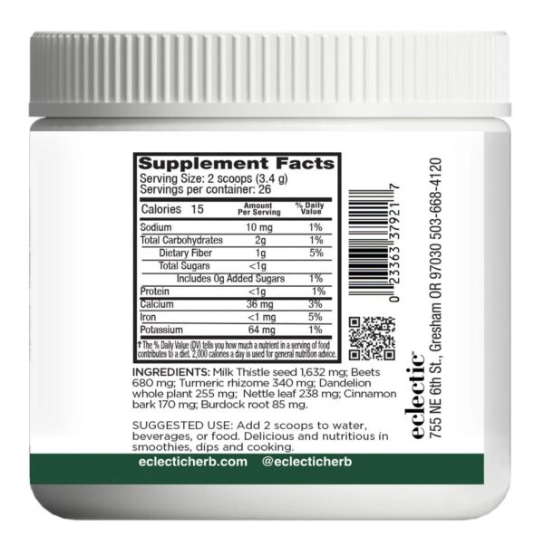 Etiqueta frontal suplemento hígado y vesícula ECLECTIC INSTITUTE