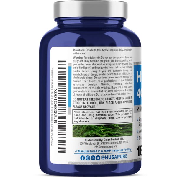 Etiqueta frontal suplemento Huperzina A NusaPure