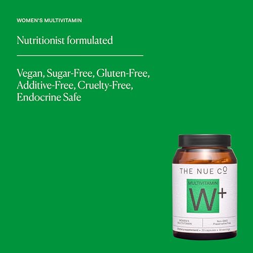 Etiqueta frontal suplemento multivitamínico mujeres The Nue Co