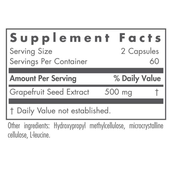 Etiqueta frontal suplemento Nutricology extracto de semilla cítrica
