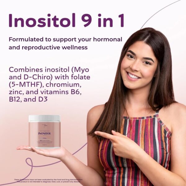 Etiqueta frontal suplemento QSTA mio-inositol mujer