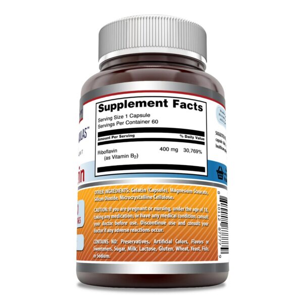Etiqueta frontal suplemento Riboflavina Amazing Formulas