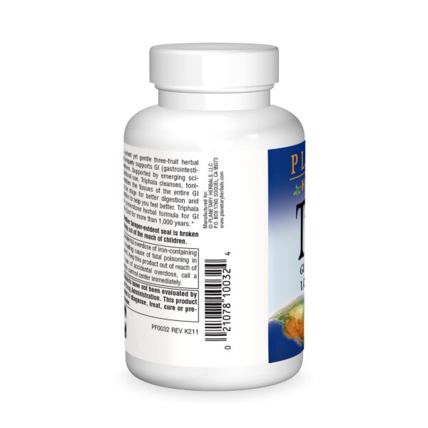 Etiqueta frontal suplemento Triphala Planetary Herbals