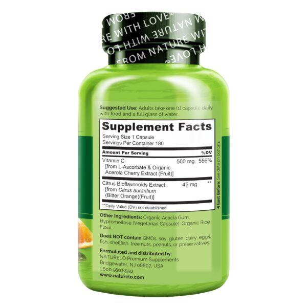 Etiqueta frontal suplemento vitamina c naturelo vegano