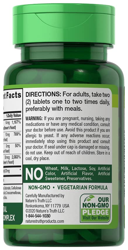 Etiqueta frontal tabletas Nature's Truth complejo B