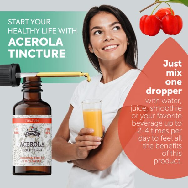 Etiqueta frontal tintura orgánica de Acerola vitamina C