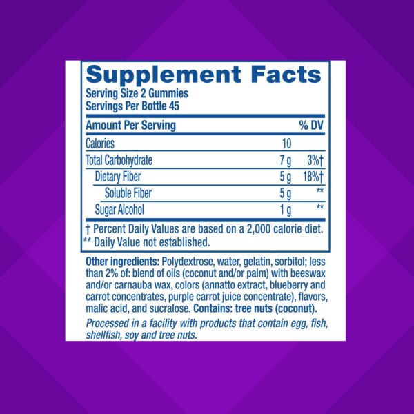 Etiqueta frontal Vitafusion Fiber Well 90 gomitas fibra sin azúcar