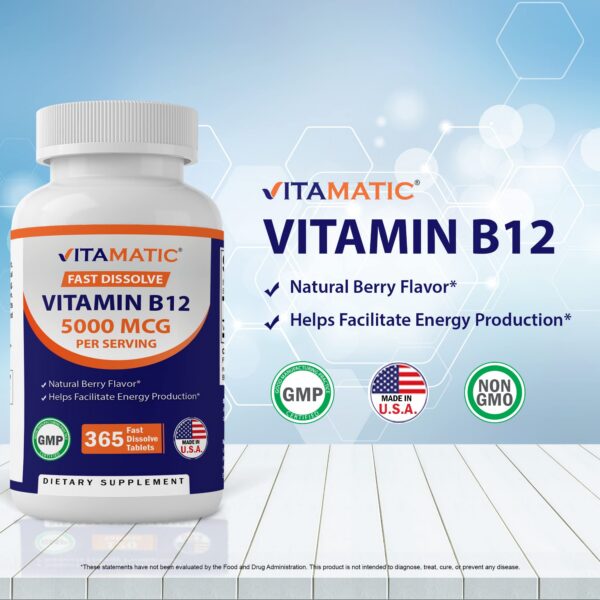 Etiqueta frontal Vitamatic Vitamina B12 5000 mcg