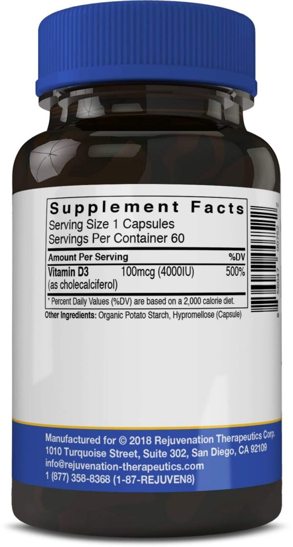 Etiqueta frontal del producto Vitamina D3 4000 UI