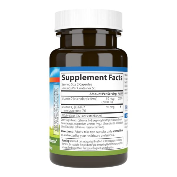 Etiqueta frontal suplemento vitamina D3 y K2 Carlson