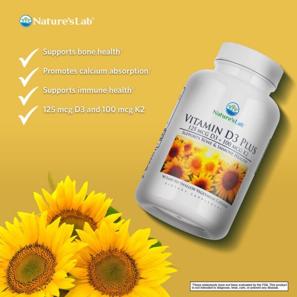 Version 1.0.0 Etiqueta frontal suplemento Nature's Lab Vitamina D3 y K2