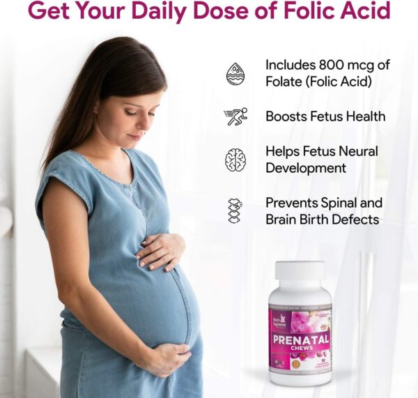 Etiqueta frontal vitamina prenatal Nutri Supreme Masticable