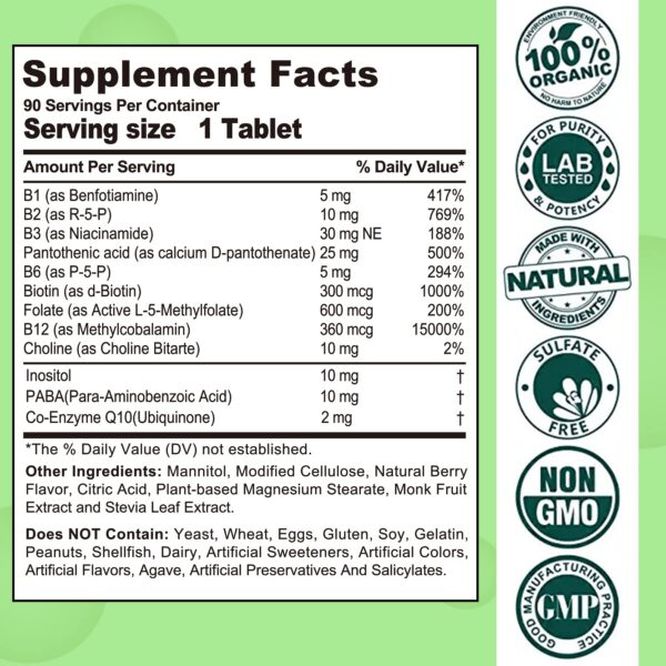 Etiqueta frontal Vitaminas B Complejo Sin Azúcar Metilada