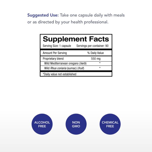 Etiqueta frontal Wild Oregano-Plus Physician's Strength