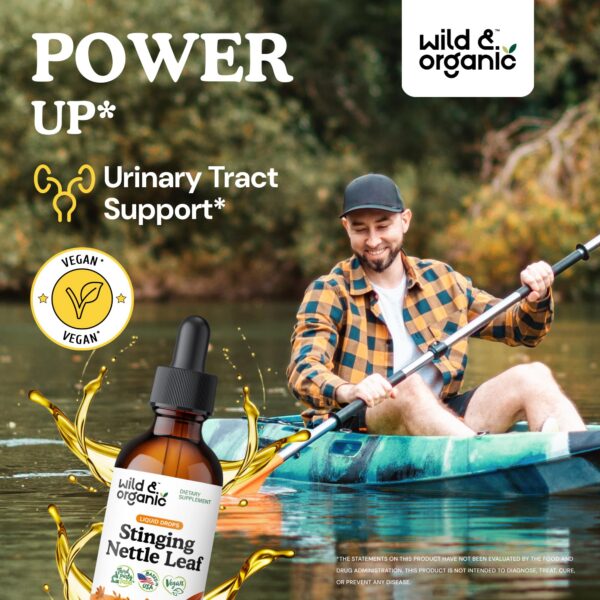 Etiqueta frontal Wild & Organic extracto hoja de ortiga 2 oz